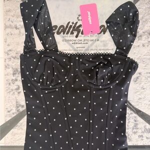 Edikted Black Polka Dot Bustier Top